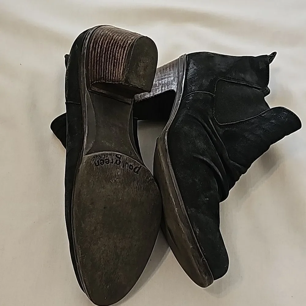Paul Green  black nubuck leather Women’s ankle‎ boots Size UK 4/ US 7.5